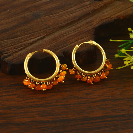 Ethiopian Opal Beaded Hoop Earrings for Women