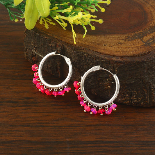Aura Pink Opal Hoop Earrings