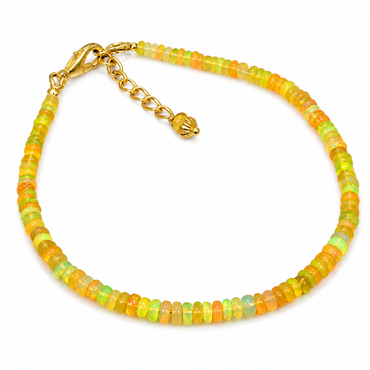 Natural Opal Beaded Bracelet | Handmade Genuine Opal Gemstone Bracelet | Healing Crystal Jewelry for Women | October Birthstone Gift