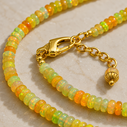 Natural Opal Beaded Bracelet | Handmade Genuine Opal Gemstone Bracelet | Healing Crystal Jewelry for Women | October Birthstone Gift