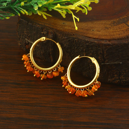Ethiopian Opal Beaded Hoop Earrings for Women