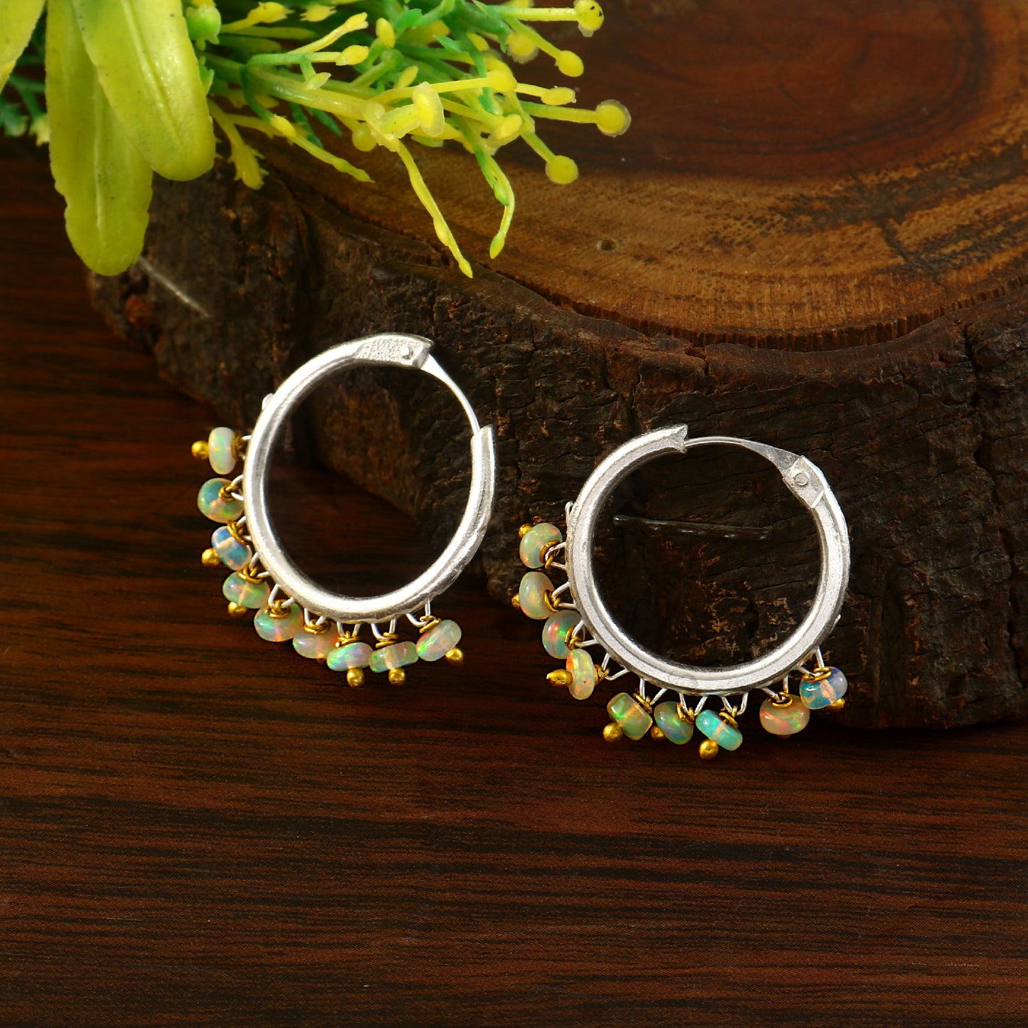 Aura Fire Opal Hoop Earrings