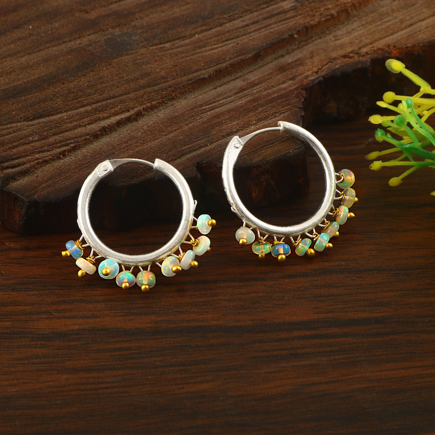 Aura Fire Opal Hoop Earrings