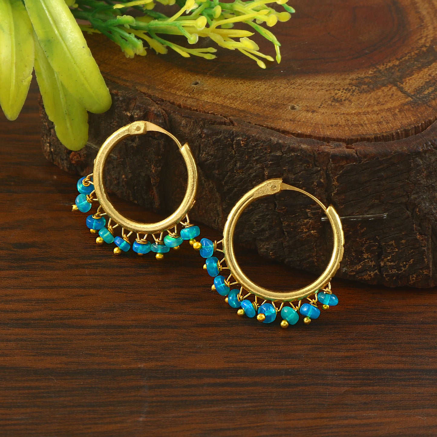 Aura Blue Opal Hoop Earrings