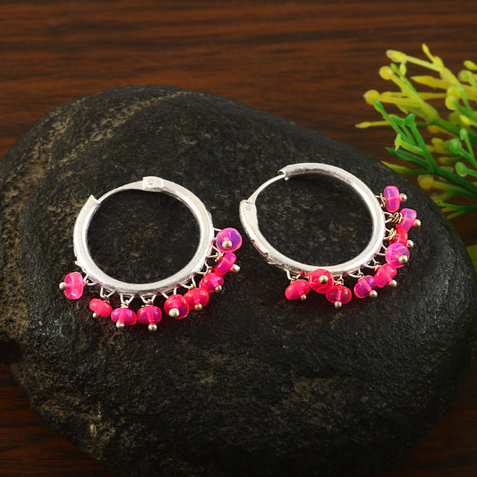 Aura Pink Opal Hoop Earrings