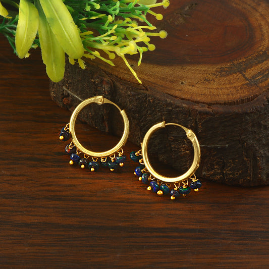 Aura Black Opal Hoop Earrings (Gold)