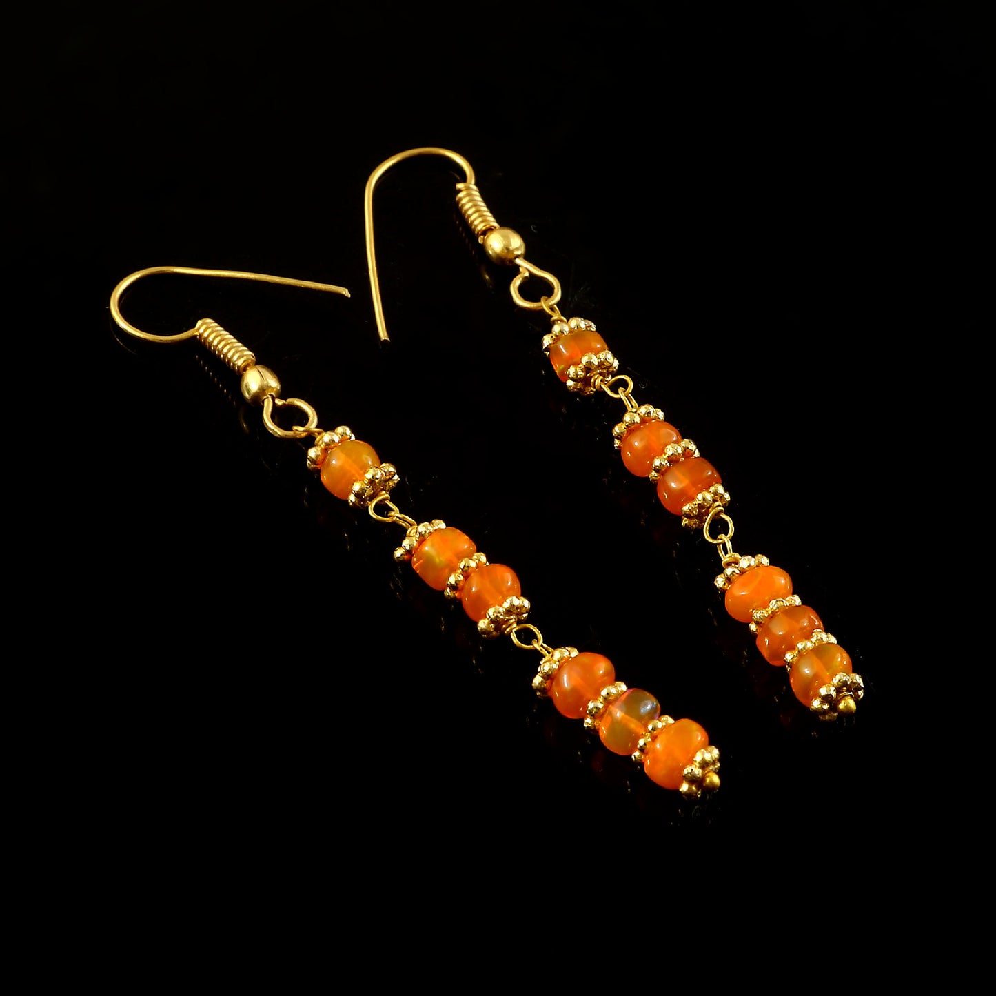 Aura Orange Opal Dangle Earrings
