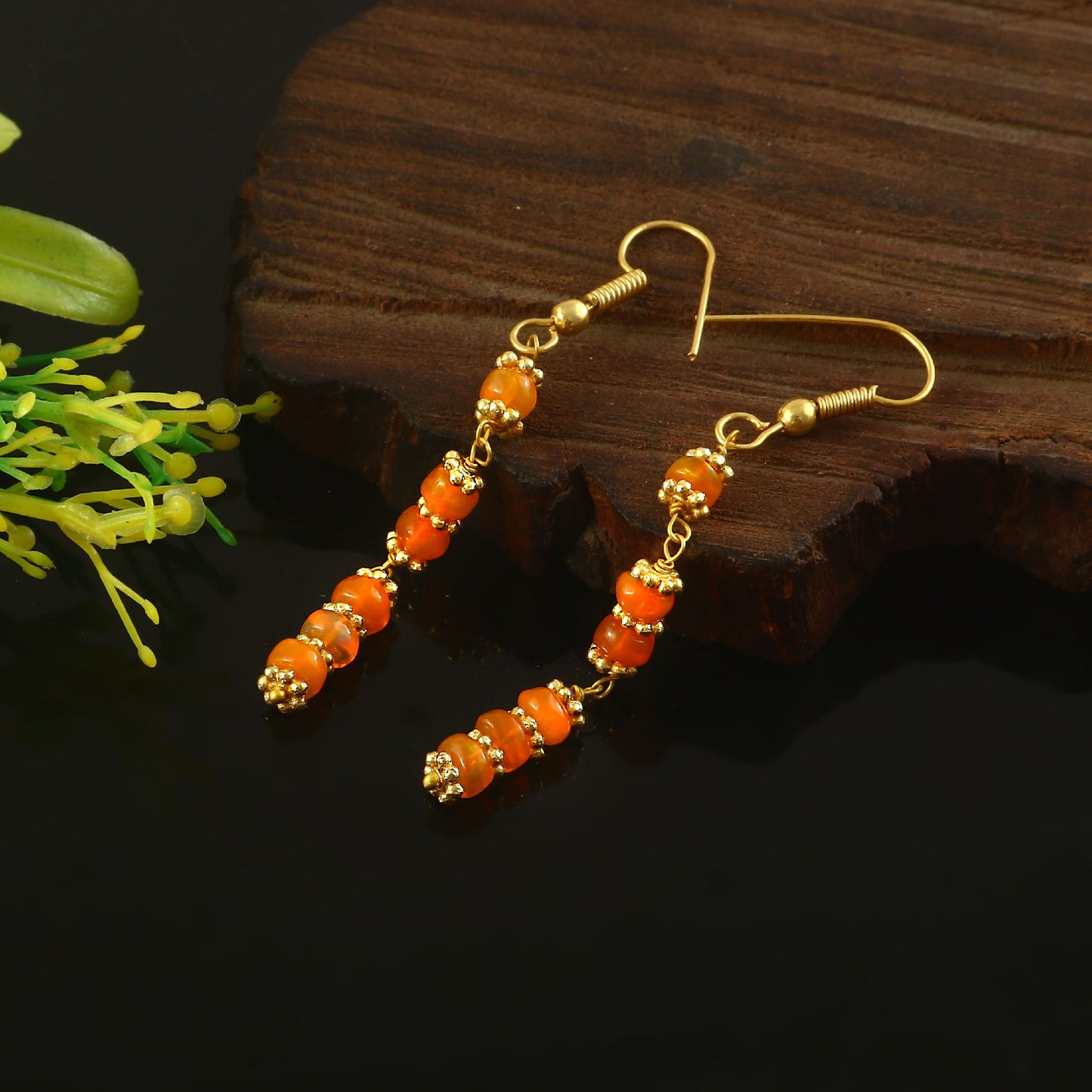 Aura Orange Opal Dangle Earrings