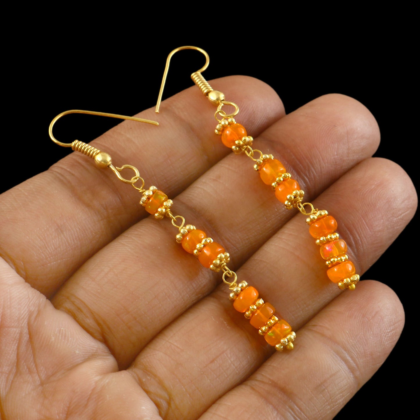 Aura Orange Opal Dangle Earrings