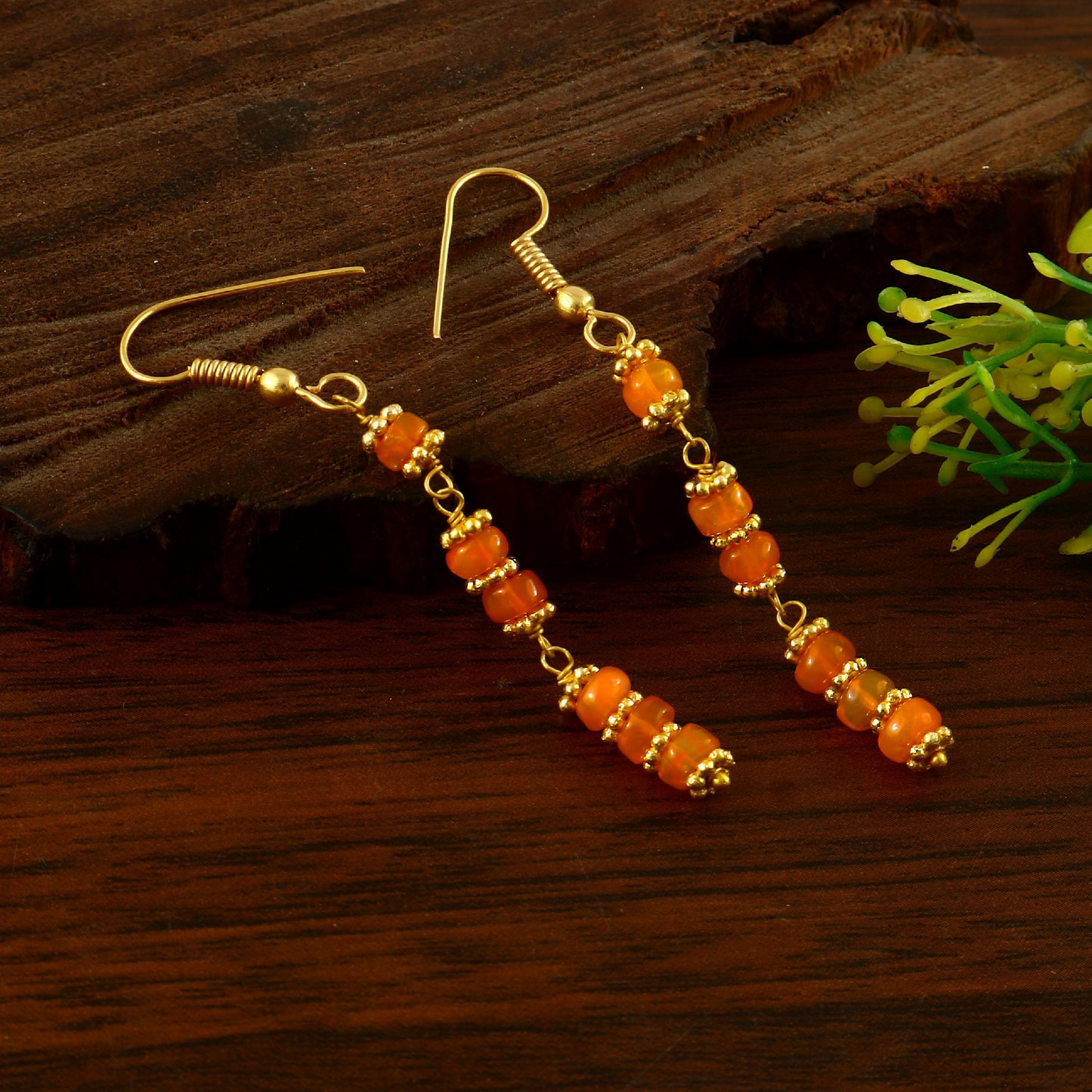 Aura Orange Opal Dangle Earrings