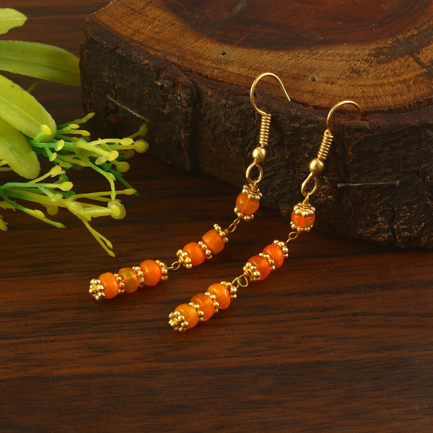 Aura Orange Opal Dangle Earrings