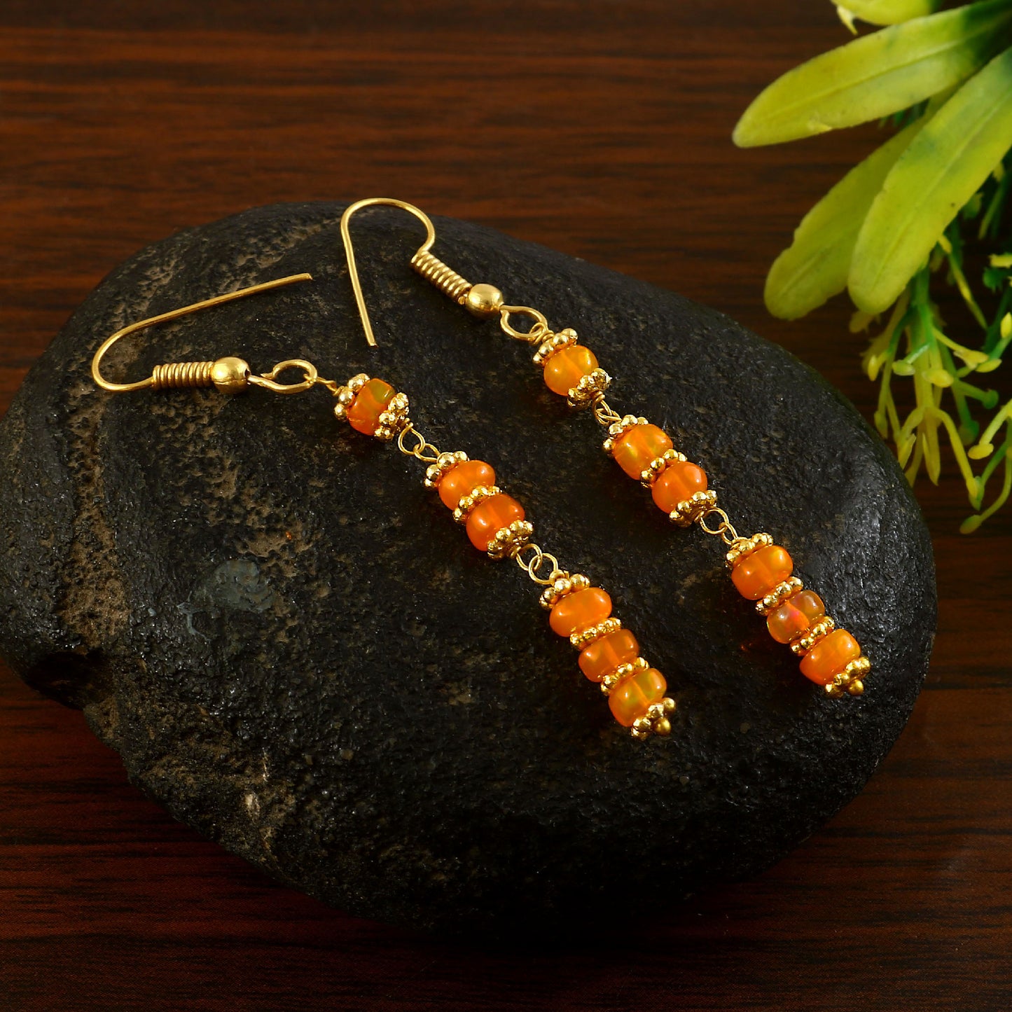 Aura Orange Opal Dangle Earrings