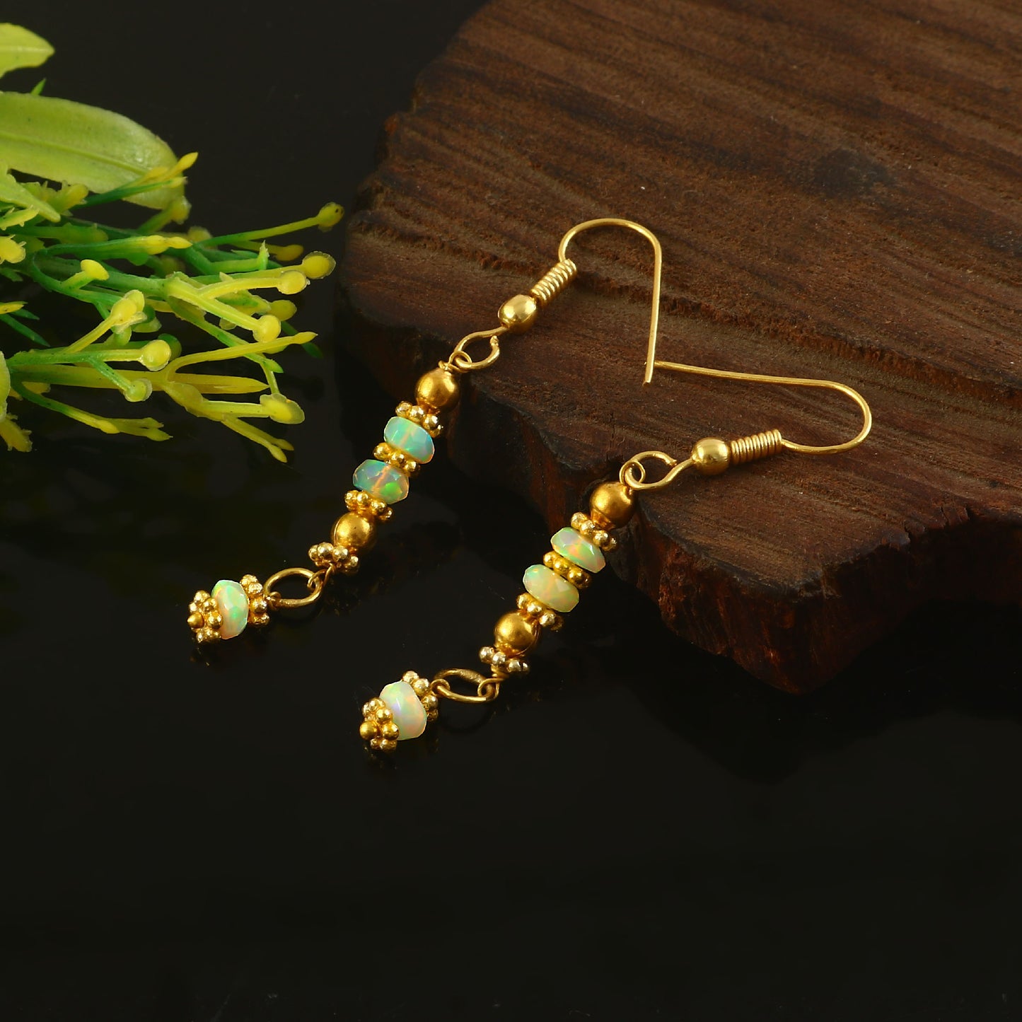Aura White Opal Dangle Earrings