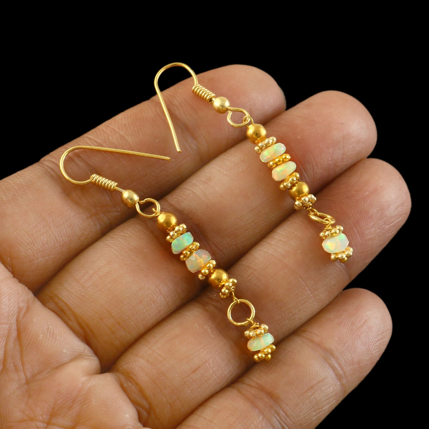 Aura White Opal Dangle Earrings