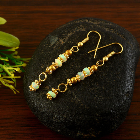 Handmade Natural White Opal Dangle Earrings
