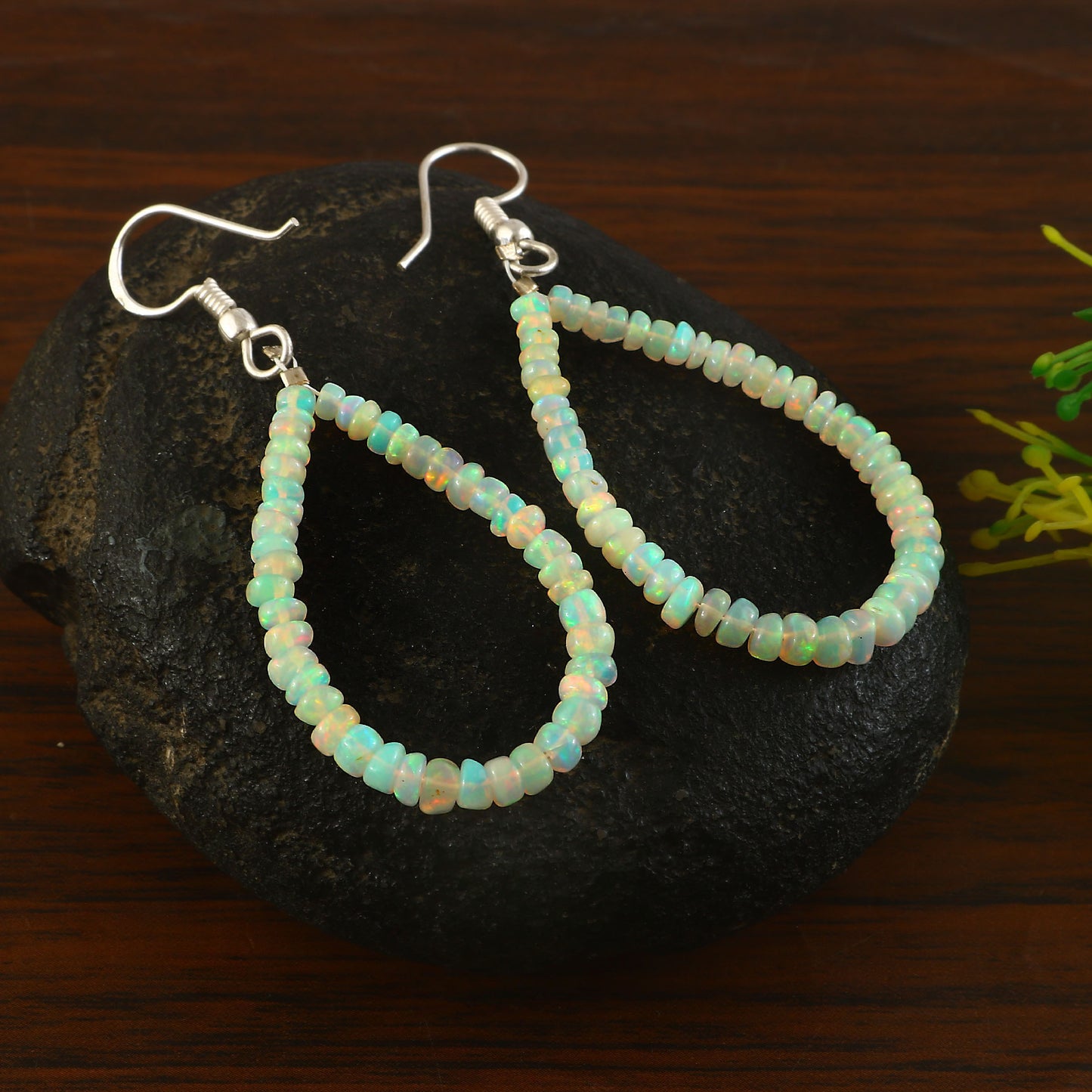 Aura Fire Opal Teardrop Earrings