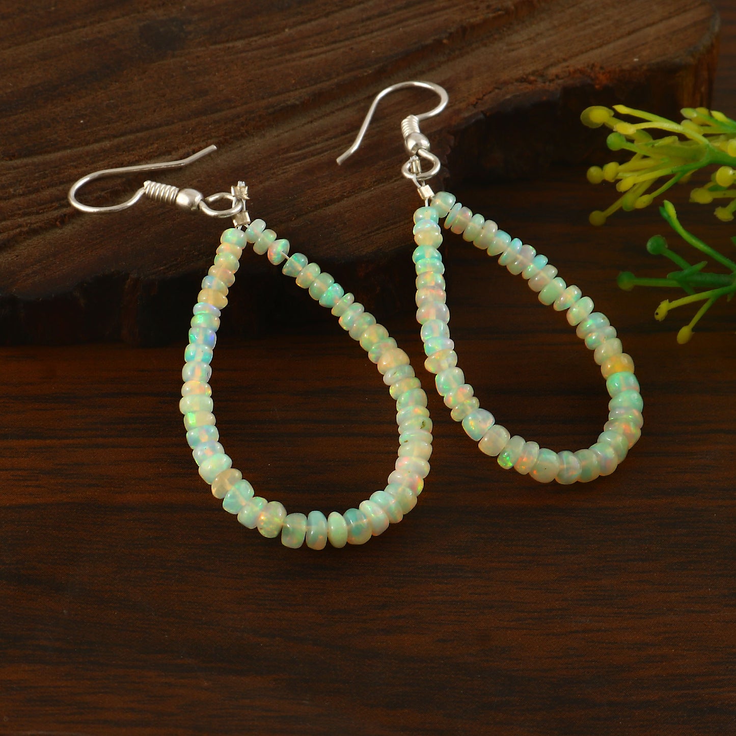 Aura Fire Opal Teardrop Earrings