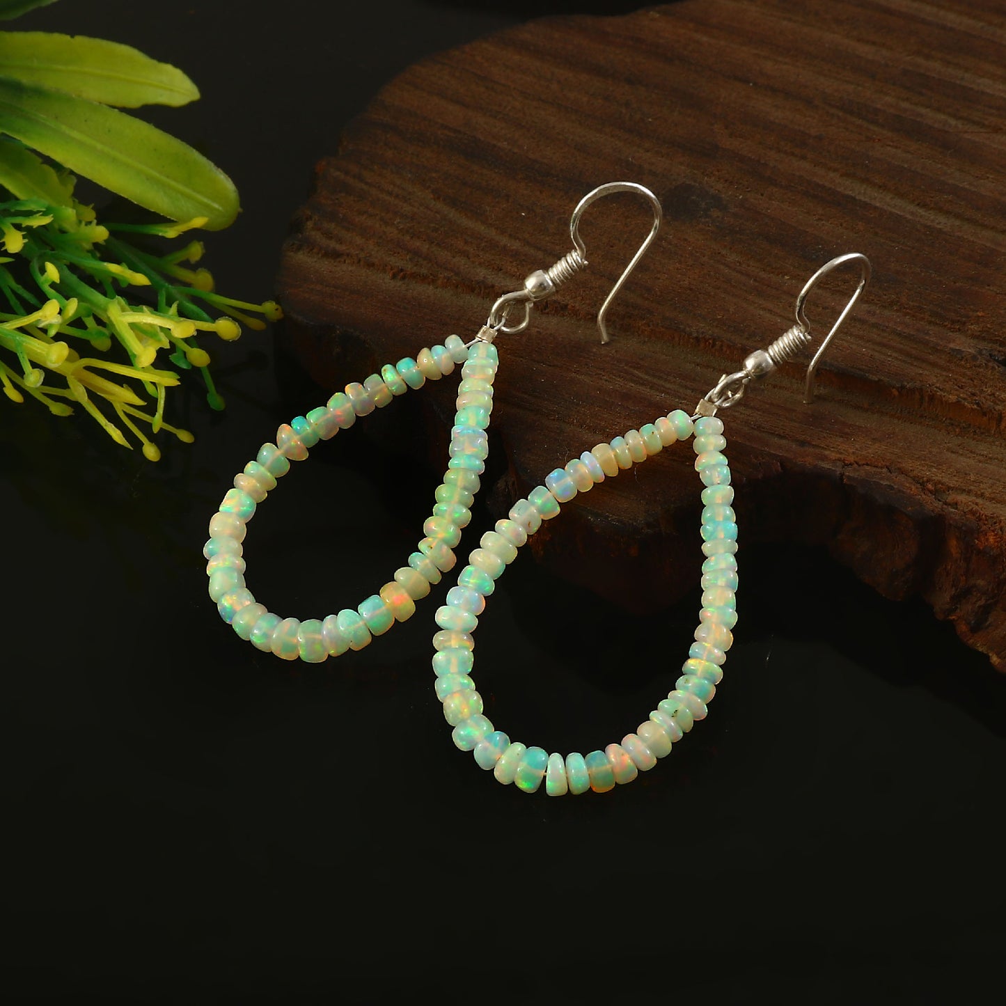 Aura Fire Opal Teardrop Earrings