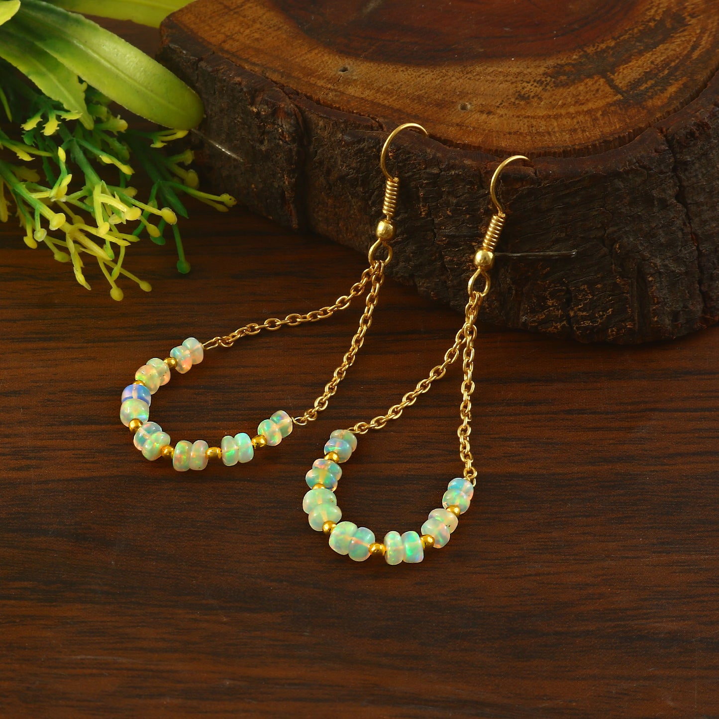 Natural Ethiopian Opal Teardrop Earrings